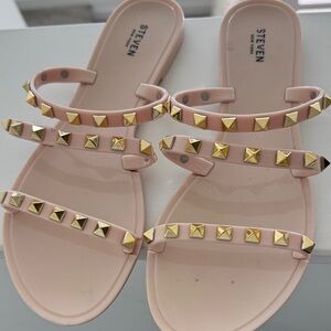 Steven Women's Blush Sandals with Gold Studs